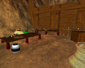 A food prep area at the trading post.
